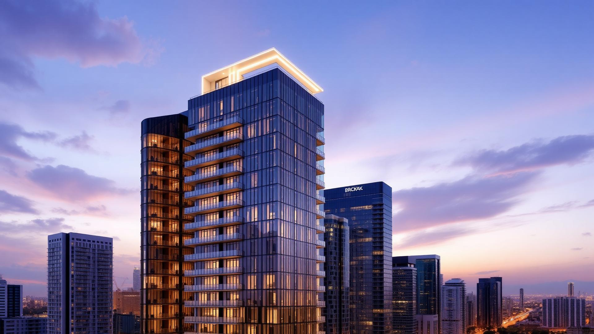 Domus Brickell Center — exterior rendering at dusk